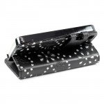 Wholesale iPhone 4S 4 Diamond Flip Leather Wallet Case (Black)